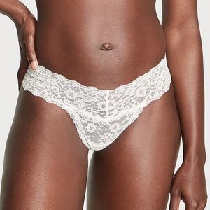 NWT LARGE Victoria Secret Coconut White Thong Panty Lingerie Floral Bridal Lace